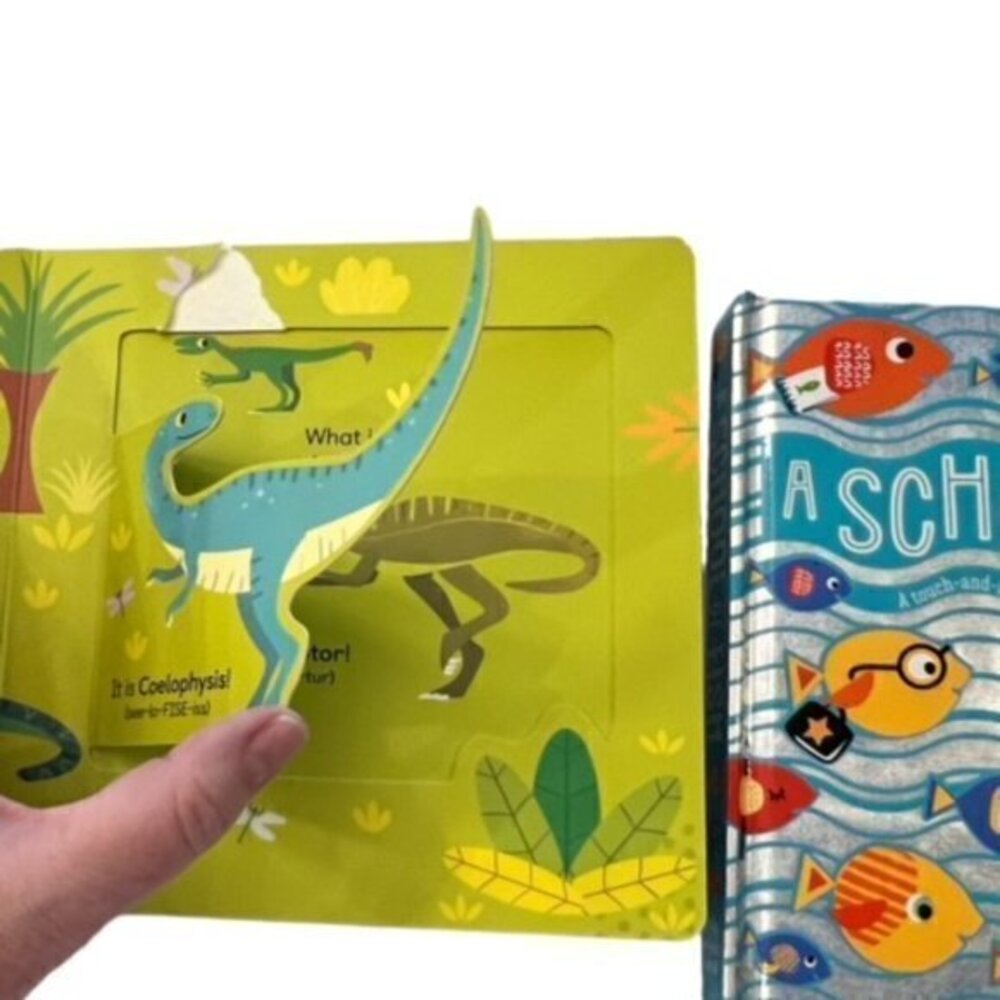 Bundle of 2 Baby Toddler Books - A School of Fish, Dinosaurs Peek Through Flaps - Picture 4 of 4